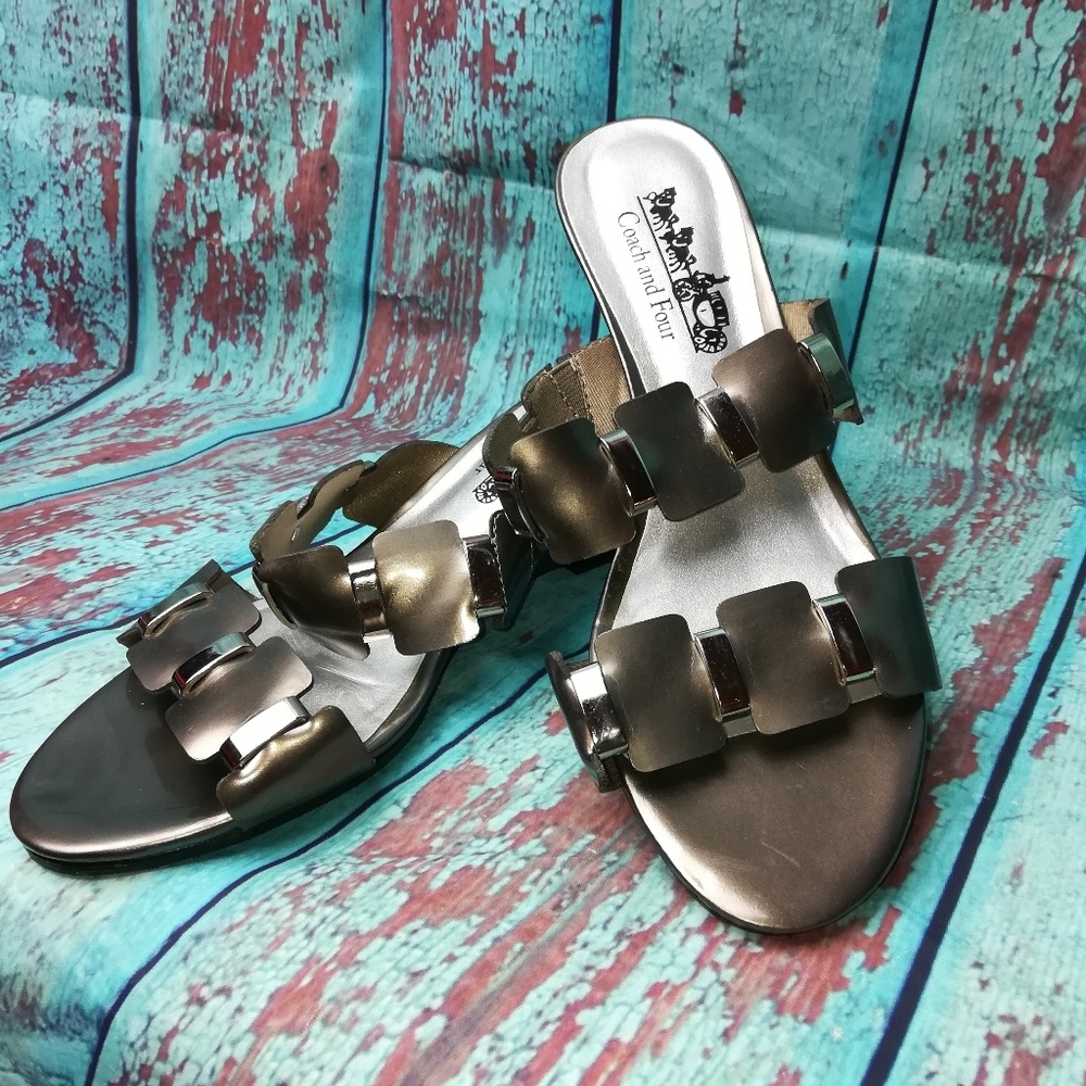 Coach and Four Wilde silver pewter slip-on sandals